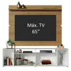 Rack Madesa Cancun e Painel para TV até 65 Polegadas Branco/Rustic 095Z