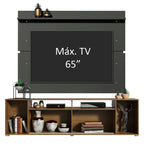 Rack Madesa Cancun e Painel para TV até 65 Polegadas Rustic/Preto 5Z8N