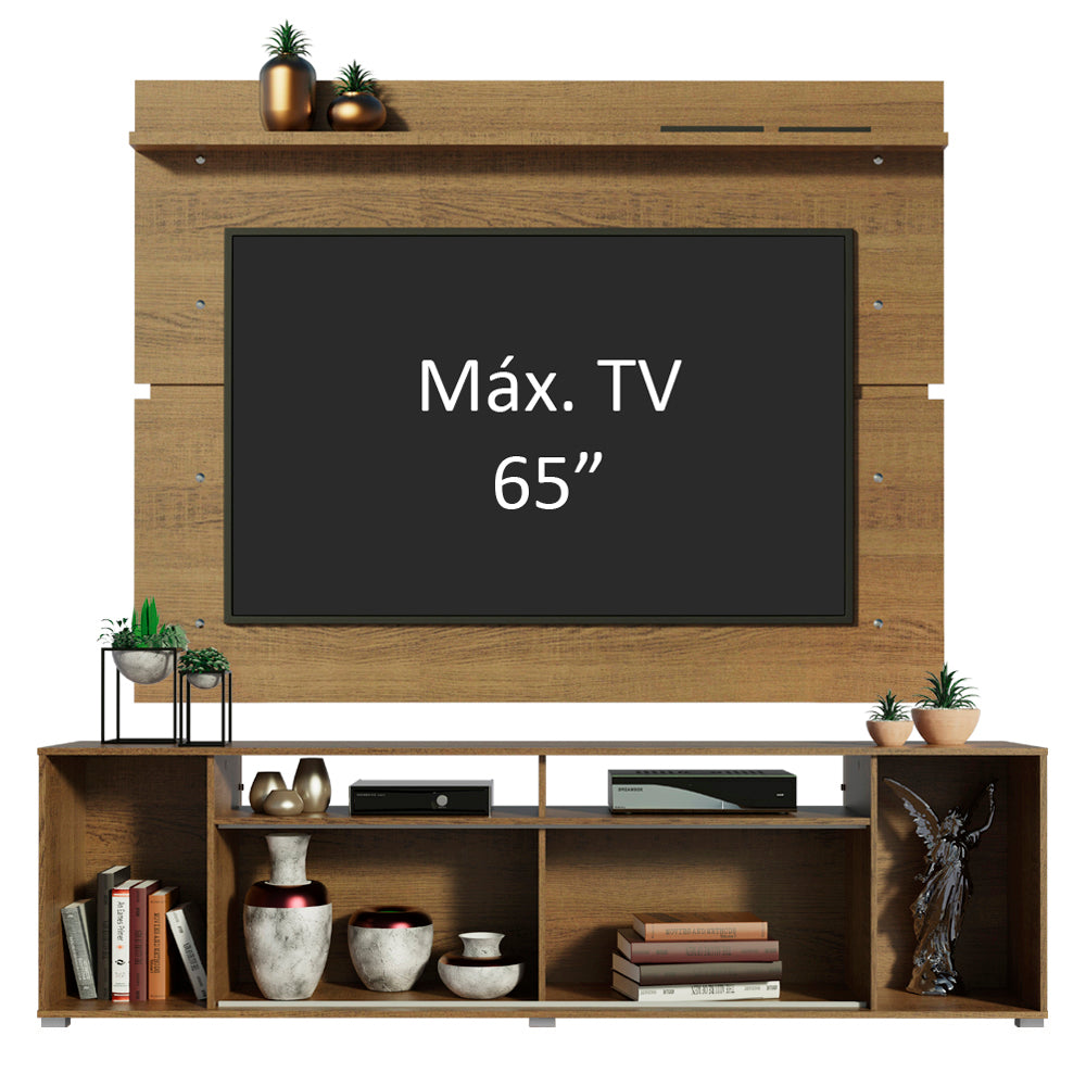 Rack Madesa Cancun e Painel para TV até 65 Polegadas Rustic/Branco 6E5Z