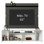 Rack Madesa Cancun e Painel para TV até 65 Polegadas Branco/Preto 738N