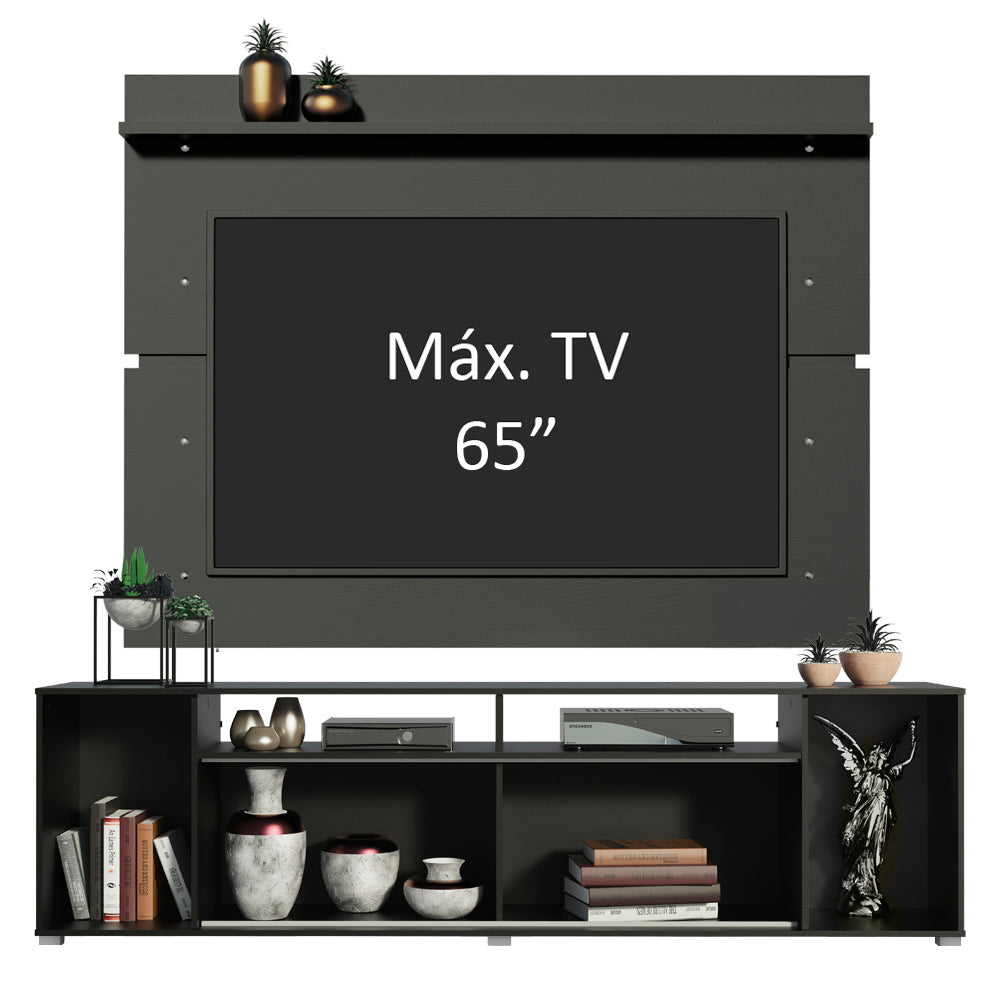 Rack Madesa Cancun e Painel para TV até 65 Polegadas Preto