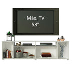Rack Madesa Cancun e Painel para TV até 58 Polegadas Branco/Preto 738N