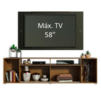 Rack Madesa Cancun e Painel para TV até 58 Polegadas Rustic/Preto 7K8N