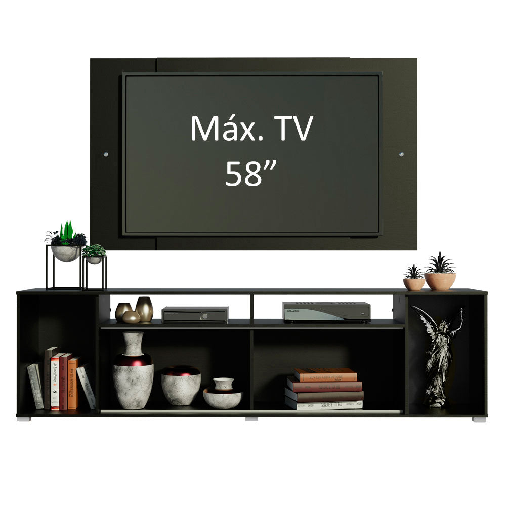 Rack Madesa Cancun e Painel para TV até 58 Polegadas Preto