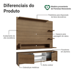 Rack com Painel para TV até 60 Polegadas 180 cm Rustic/Branco Metz Madesa
