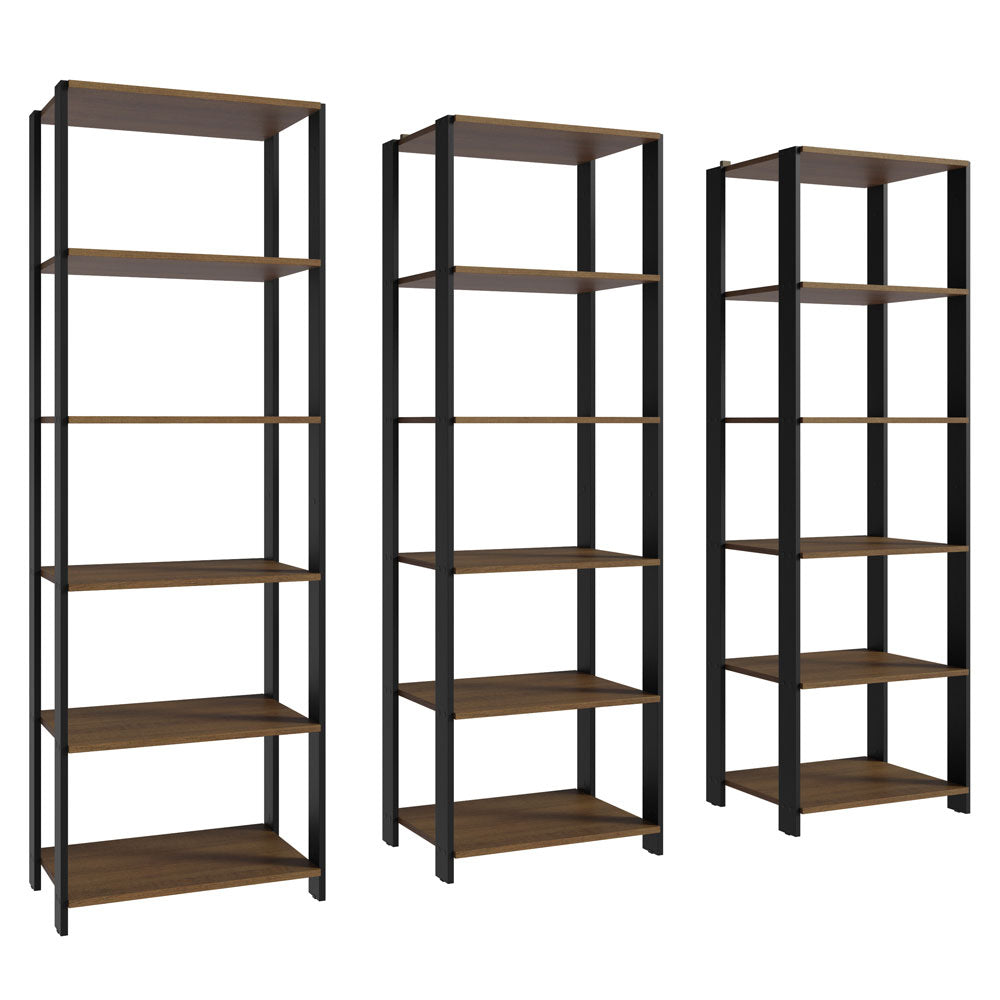 Estante Armário Multiuso para Livros 177cm Rustic/Preto Madesa