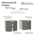Rack para TV até 70 Polegadas + Prateleiras 160cm Branco/Cinza Vik Madesa 05