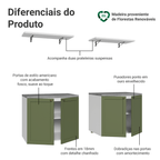 Rack para TV até 70 Polegadas + Prateleiras 160cm Branco/Verde Vik Madesa 05