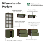 Estante Sala de Estar com Rack + Cristaleira 230cm Rustic/Verde Vik Madesa 01