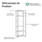 Estante Armário Multiuso para Escritório 59cm 5 Prateleiras Branco Madesa