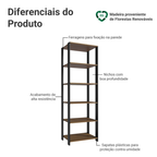 Estante Armário Multiuso para Escritório 59cm 5 Prateleiras Rustic/Preto Madesa