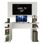 Mesa para Computador Gamer Madesa 9409 e Painel para TV até 50 Polegadas Branco