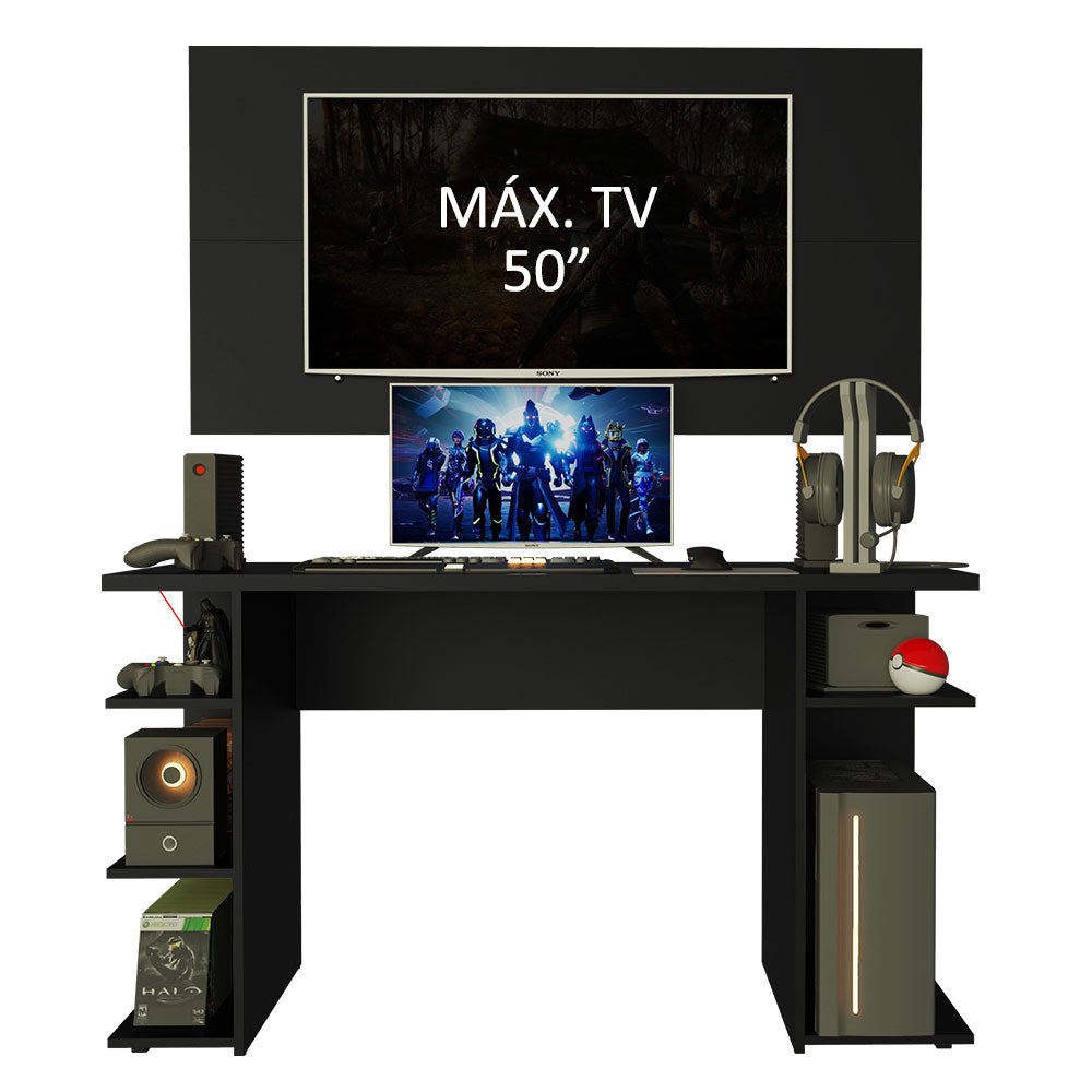 Mesa para Computador Gamer Madesa 9409 e Painel para TV até 50 Polegadas Preto