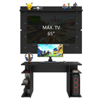 Mesa para Computador Gamer Madesa 9409 e Painel para TV até 65 Polegadas Preto