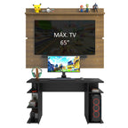 Mesa para Computador Gamer Madesa 9409 e Painel para TV até 65 Polegadas Preto/Rustic