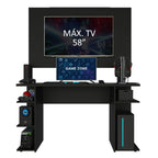 Mesa para Computador Gamer Madesa 9409 e Painel para TV até 58 Polegadas Preto