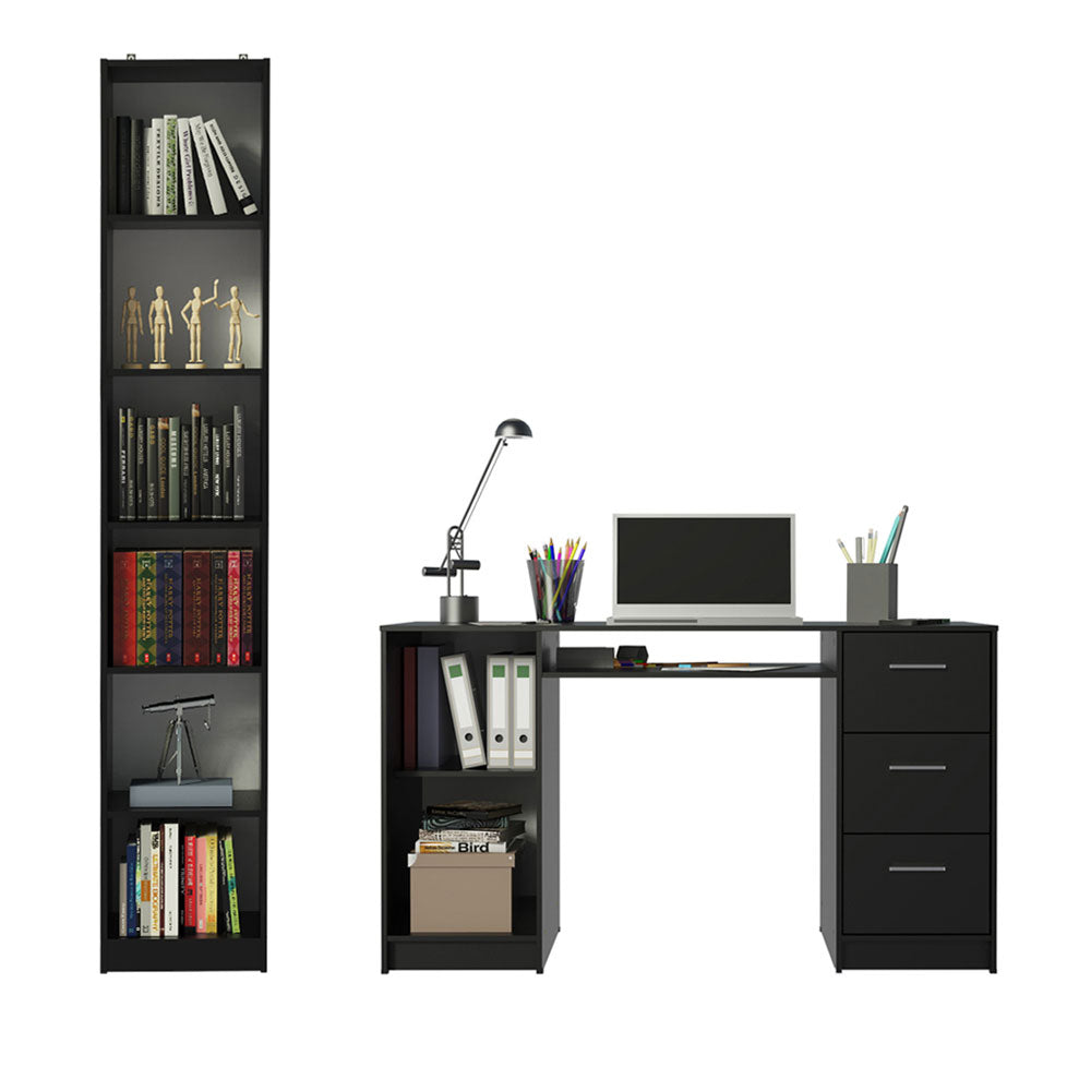 Escrivaninha Madesa Alaska + Estante Livreiro 6906 Preto