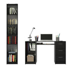 Escrivaninha Madesa Alaska + Estante Livreiro 6906 Preto