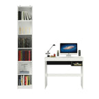 Escrivaninha Madesa Rubi + Estante Livreiro 6906 Branco