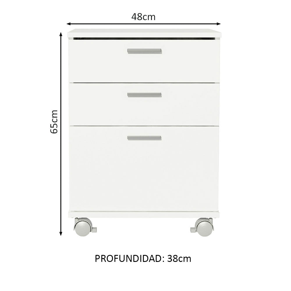Conjunto Escritório Home Office com Mesa Industrial + Gaveteiro Rustic/Branco Madesa