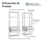 Estante Armário Multiuso para Livros 4 Gavetas 8 Prateleiras 140cm Branco Madesa