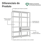 Estante Armário Multiuso para Escritório 129cm 9 Prateleiras 2 Gavetas Branco Madesa