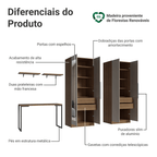 Conjunto Home Office 2 Armários Neo com Espelhos 1 Escrivaninha 2 Prateleiras Rustic/Crema Madesa