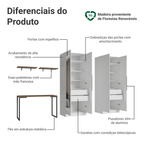 Conjunto Home Office 2 Armários Neo com Espelhos 1 Escrivaninha 2 Prateleiras Branco/Rustic Madesa