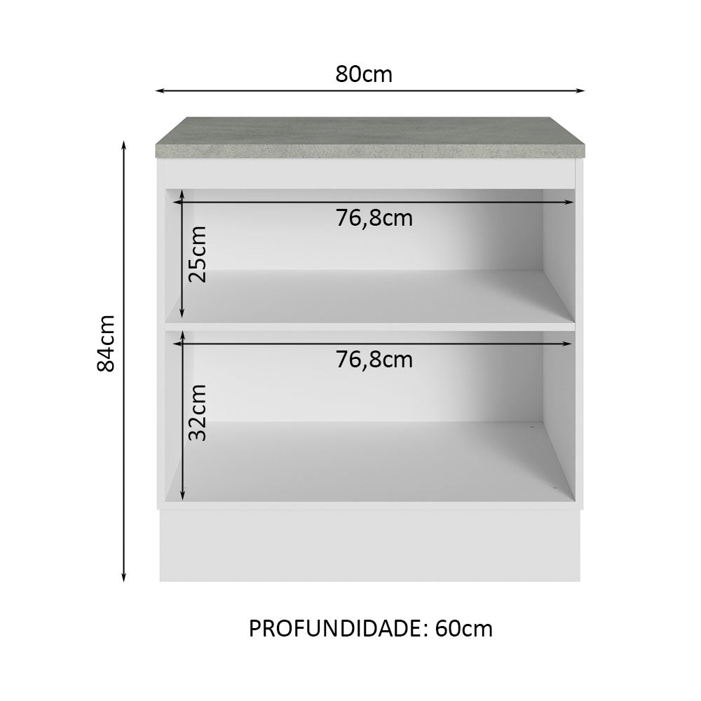 Balcão Multiuso 80cm 2 Portas Branco Agata Madesa