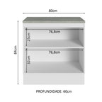 Balcão Multiuso 80cm 2 Portas Branco Agata Madesa