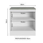 Balcão Multiuso 80cm 2 Portas Branco/Crema Agata Madesa