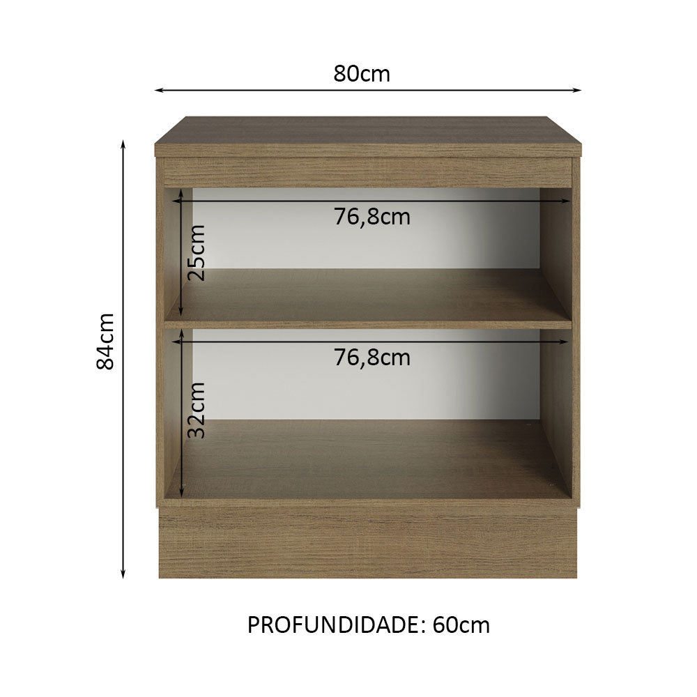 Balcão Multiuso 80cm 2 Portas Rustic/Preto Agata Madesa
