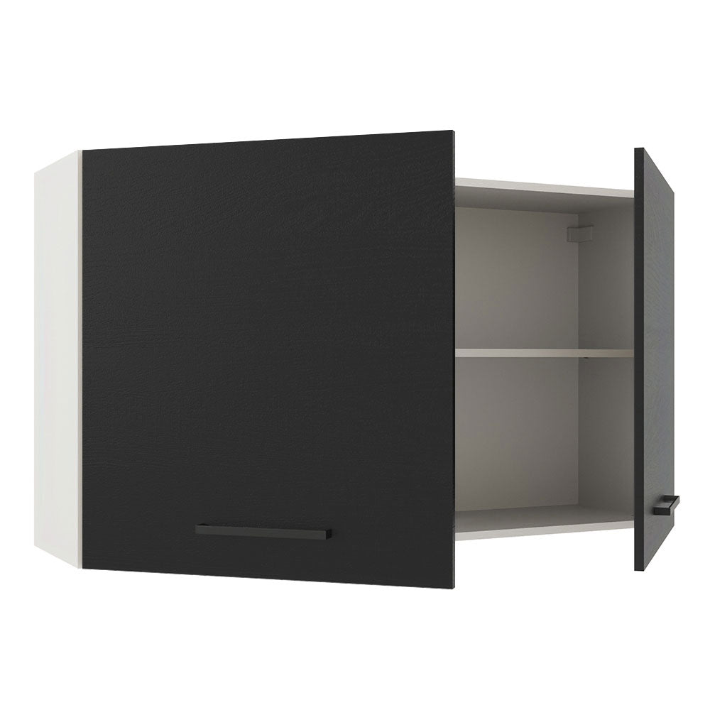 Armário Aéreo Multiuso 120cm 2 Portas Branco/Preto Agata Madesa