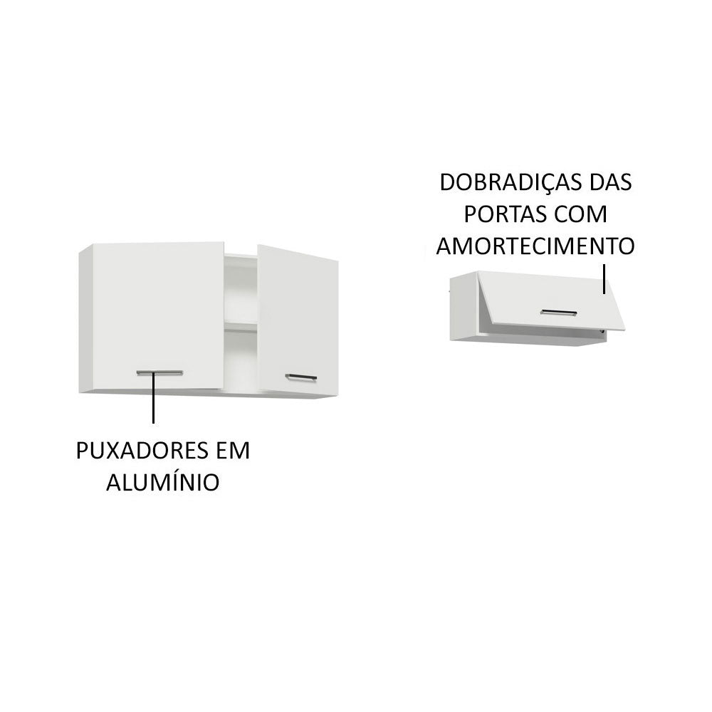 Kit com 2 Armários Aéreos Multiuso 3 Portas Branco Agata Madesa