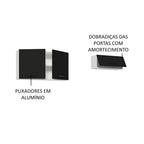 Kit com 2 Armários Aéreos Multiuso 3 Portas Branco/Preto Agata Madesa
