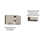 Kit com 2 Armários Aéreos Multiuso 3 Portas Rustic/Crema Agata Madesa