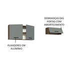 Kit com 2 Armários Aéreos Multiuso 3 Portas Rustic/Cinza Agata Madesa