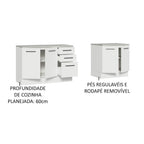 Kit com 2 Balcões Multiuso 4 Portas 3 Gavetas Branco Agata Madesa