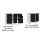 Kit com 2 Balcões Multiuso 4 Portas 3 Gavetas Branco/Preto Agata Madesa