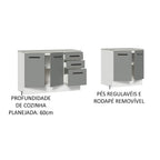 Kit com 2 Balcões Multiuso 4 Portas 3 Gavetas Branco/Cinza Agata Madesa