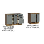 Kit com 2 Balcões Multiuso 4 Portas 3 Gavetas Rustic/Cinza Agata Madesa