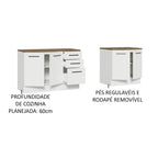 Kit com 2 Balcões Multiuso 4 Portas 3 Gavetas Branco/Rustic Agata Madesa