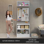Kit com Balcão e Armário Aéreo Multiuso 80cm Branco/Preto Agata Madesa