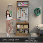 Kit com Balcão e Armário Aéreo Multiuso 80cm Rustic/Crema Agata Madesa
