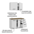 Kit com Balcão e Armário Aéreo Multiuso 120cm Branco/Rustic Agata Madesa