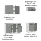 Kit com 2 Balcões e 2 Armários Aéreos Multiuso 200cm Branco/Cinza Agata Madesa