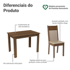 Conjunto Sala de Jantar Madesa Lola Mesa Tampo de Madeira com 2 Cadeiras Rustic/Crema/Sintético Bege