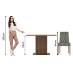 Conjunto Sala de Jantar Mesa Tampo de Madeira 2 Cadeiras Rustic/Silver Tainá Madesa