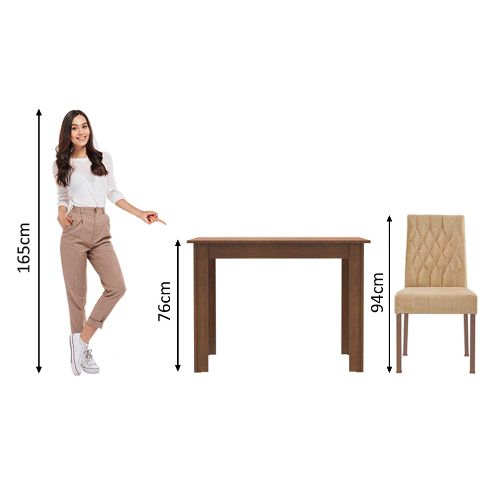 Conjunto Sala de Jantar Mesa Tampo de Madeira 2 Cadeiras Rustic/Imperial Lídia Madesa