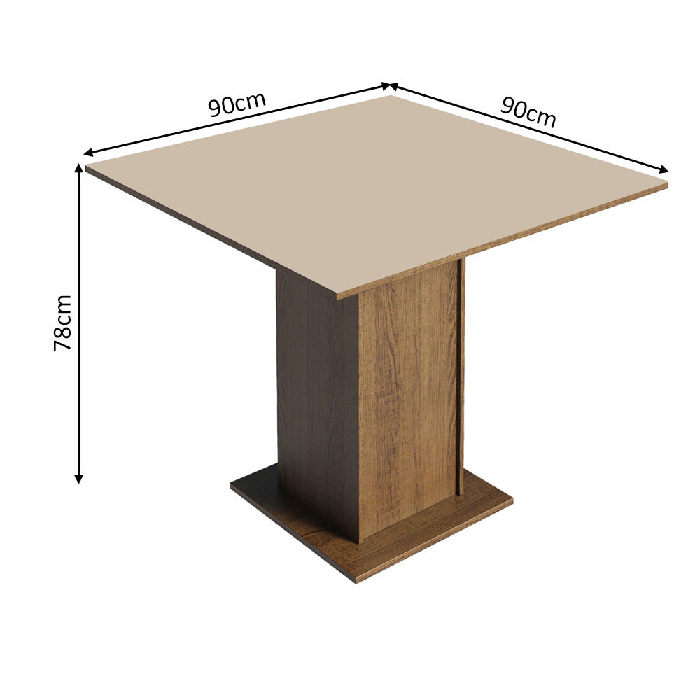 Conjunto Sala de Jantar Mesa Tampo de Madeira 4 Cadeiras Rustic/Crema/Bege Marrom Alana Madesa